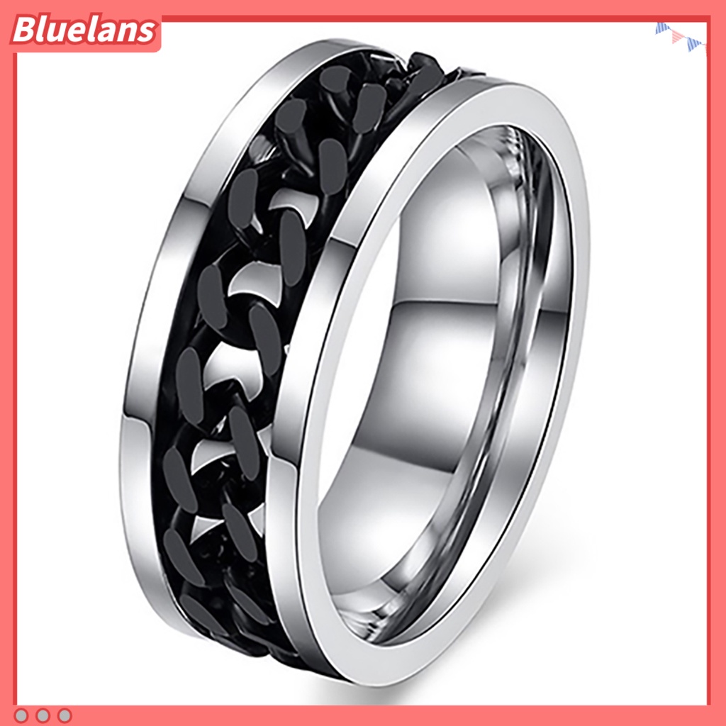 Bluelans Cincin Rantai Bahan Stainless Steel Gaya Punk Untuk Pria Dan Wanita