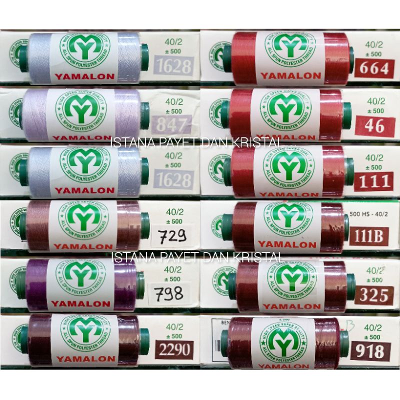 Benang jahit yamalon ungu, merah marun & burgundy