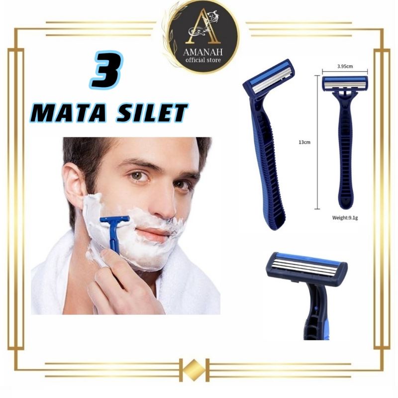 Jual Alat Cukur Kumis Jenggot Manual Tajam 3 Mata Silet Blade Bilah Baris Pisau Biru Cowok Pria 3589