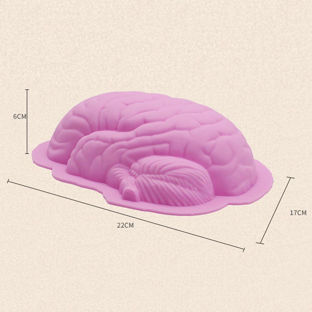 Loyang Bentuk Otak Manusia Cetakan Silikon Cetakan Puding Kue Dessert Halloween Roti Jello