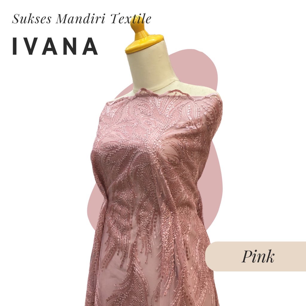 [IVANA] Brokat Brukat Tile Premium Mewah Warna Pink Merah Muda | Harga ½ meter = 50 cm (Bahan Dress 