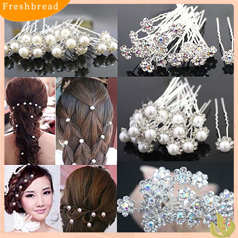 (Fresh) 20pcs Jepit Rambut Wanita Model Bunga Dengan Mutiara + Berlian Imitasi Untuk Pernikahan