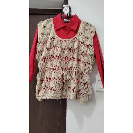 Vest rompi rajut wanita handmade coklat