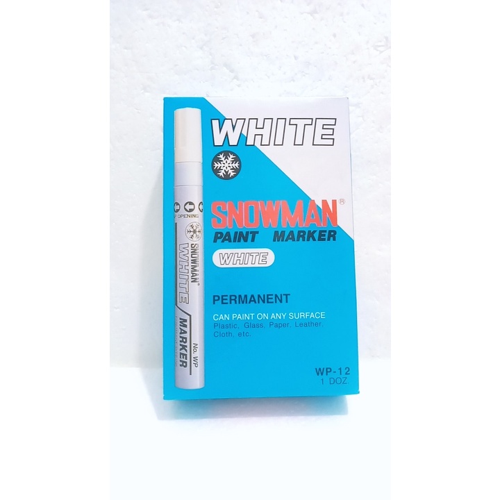 

Spidol Putih Permanent White Paint Marker WP12 Snowman Bagus Original
