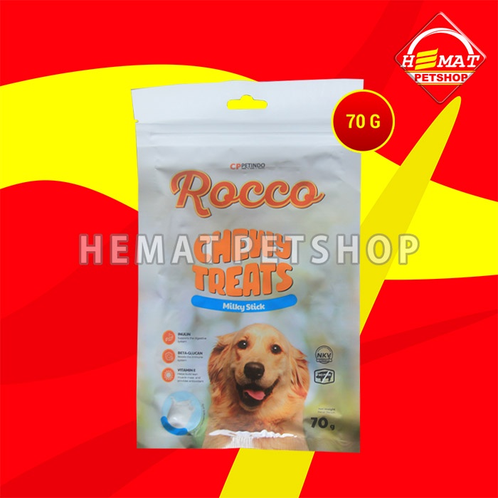 Snack Makanan Anjing Rocco Chew Dog treats Non Meat Jerky Jerhigh 70Gr