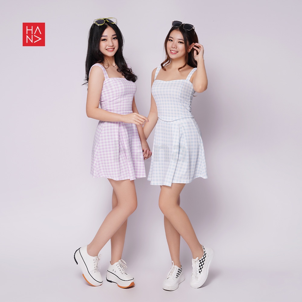 HanaFashion JKT - Sagi Checkered Tank Top Wanita Pastel Lucu - TT345