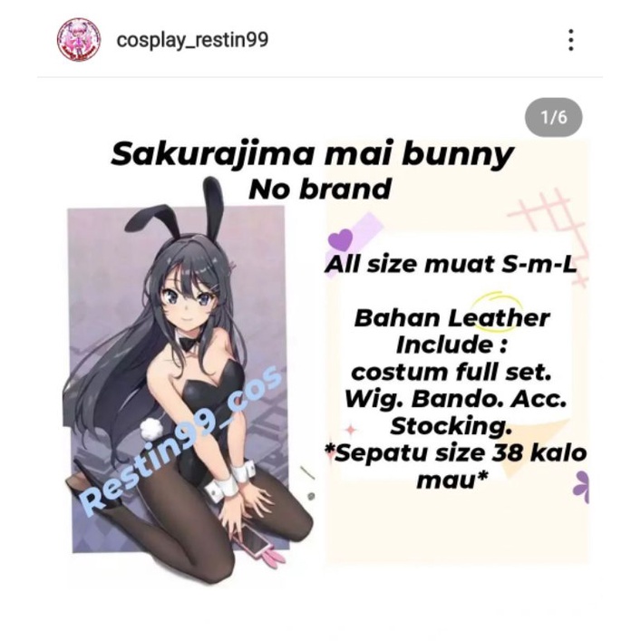 rental sewa kostum cosplay anime sakurajima mai