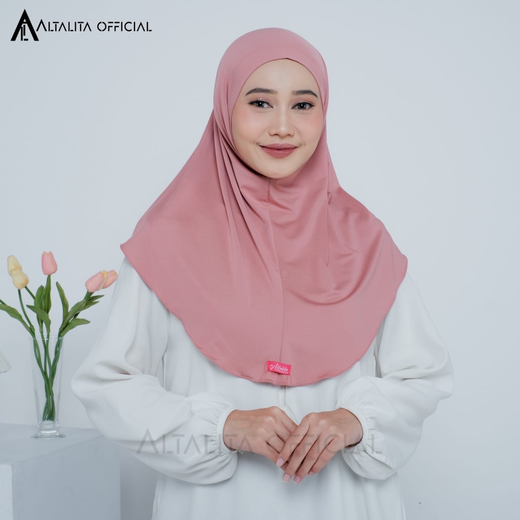 Altalita - Jilbab Bergo Zaida Malay Instan Non Pet Jersey Premium | Kerudung Khimar Instan Polos Syari Menutup Dada Non Pet | Hijab Malaysia Jumbo Instan Non Pad Terbaru Cocok untuk Sekolah Olahraga Volly Futsal Senam dan Sehari-hari