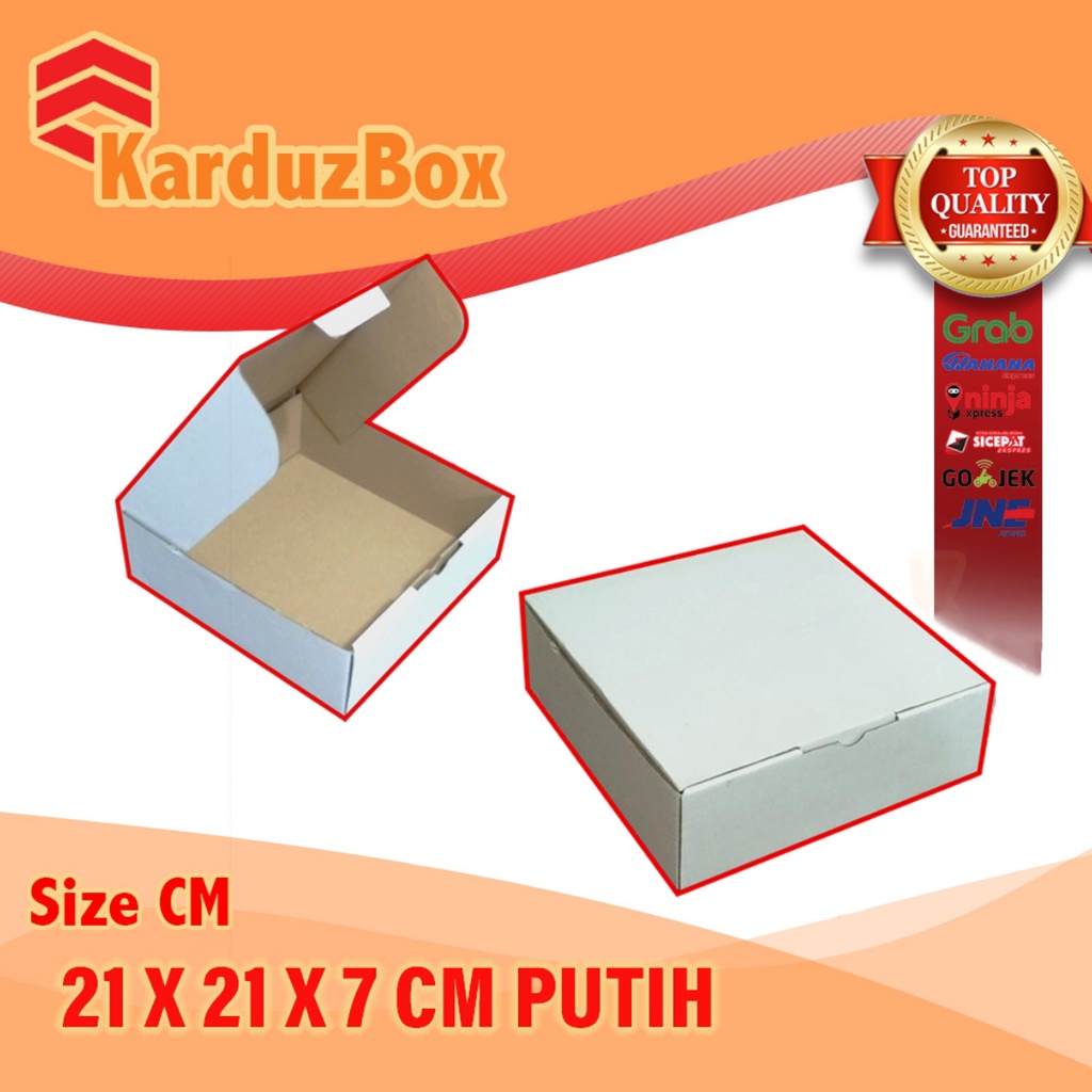 

21x21x7 kotak Kardus Packaging Box PIZZA PUTIH