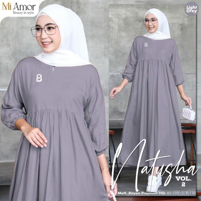 Baju gamis wanita natusha midi dress by mi amor