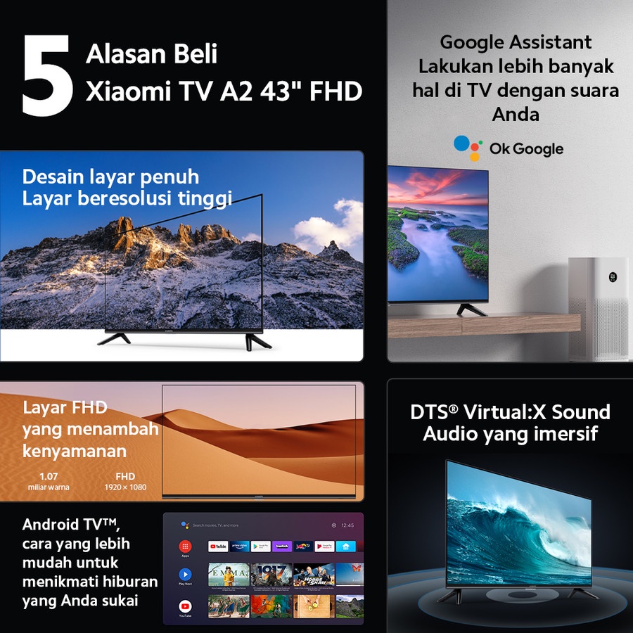 Xiaomi Mi TV FHD A2 43&quot; ANDROID TV, DIGITAL TV - Garansi Resmi ORIGINAL 100%