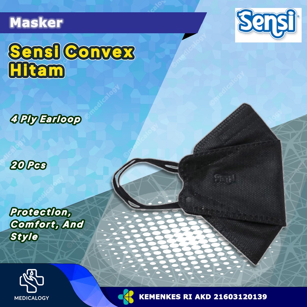 Sensi Masker Sensi Convex Masker Wajah Hitam isi 20 Masker Sensi Convex