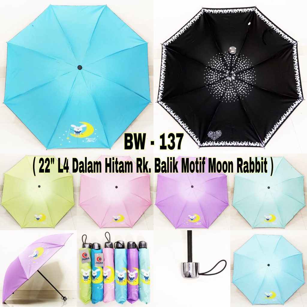 Payung Lipat 4 Fancy Double Motif Moon Rabbit merk OSAKA BW-137