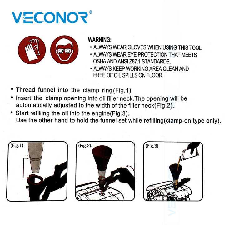 Veconor Set Corong Cairan Kendaraan Oil Funnel With Clamp - E020089 ( Al-Yusi )