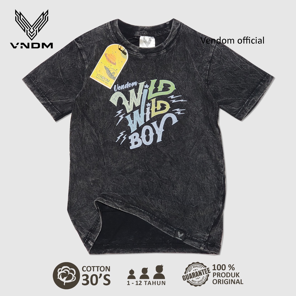 Vendom Kids Baju Kaos Anak Washet Laki Laki / Perempuan Unisex Umur 1-12 Tahun Bahan Cotton 30S