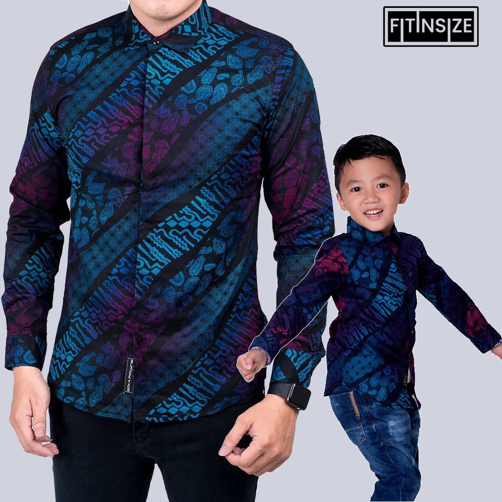 BATIK COUPLE AYAH DAN ANAK SLIMFIT KATUN STRETCH CASUAL/FORMAL BATIK COUPLE BANYAK DICARI MOTIF GRADASI