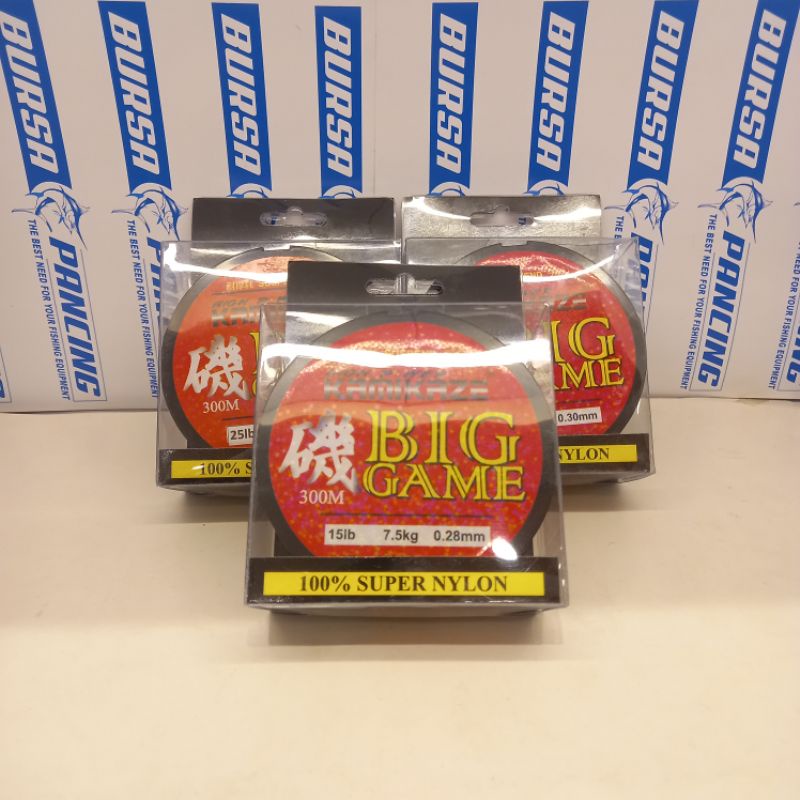 KAMIKAZE Senar Pancing BIG GAME 300M 100% Super Nylon Tali Pancing Monofilament Senar Galatama Galap