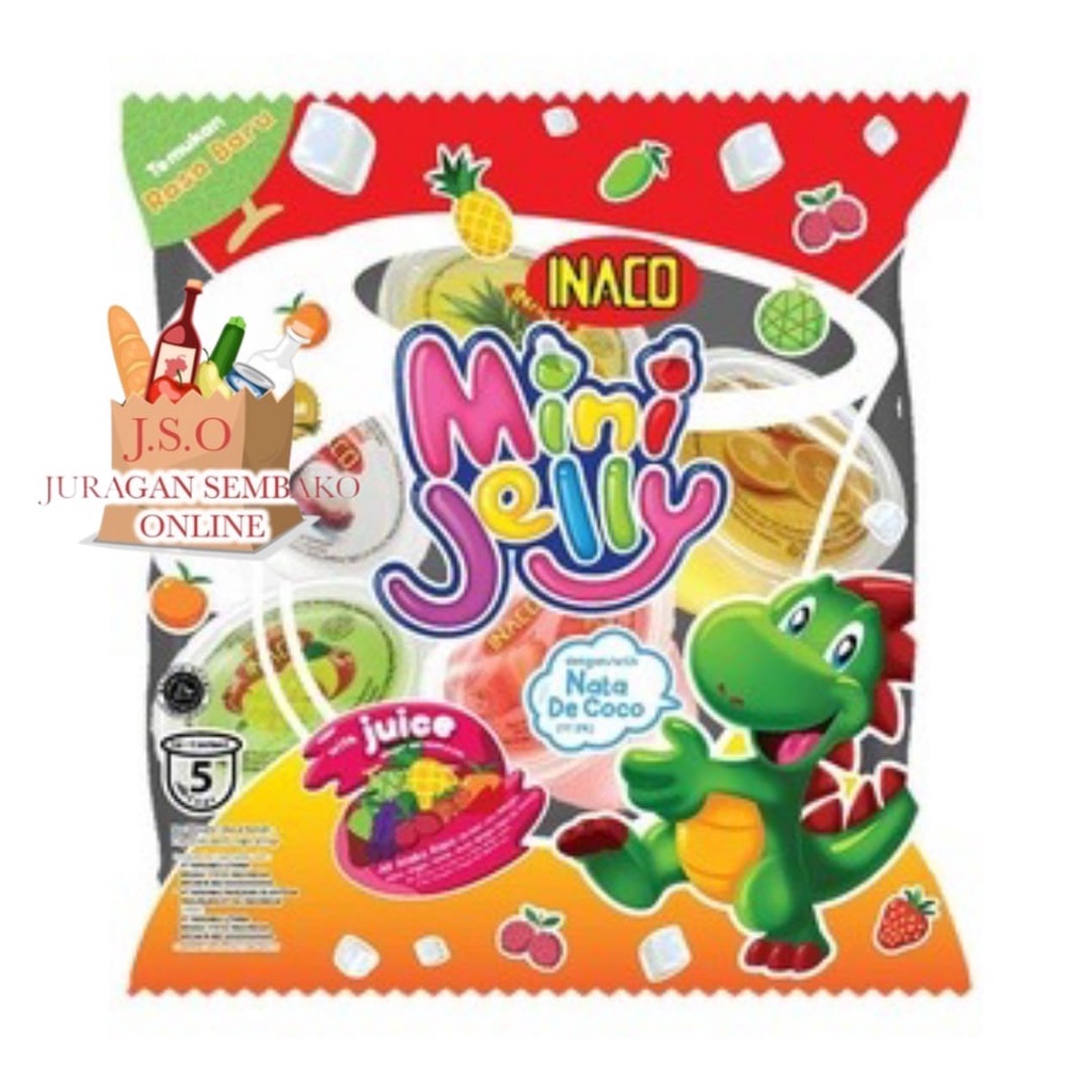 ( JSO ) Inaco Jelly Mini isi 5 pcs Puding Nata De Coco Snack Cemilan Anak