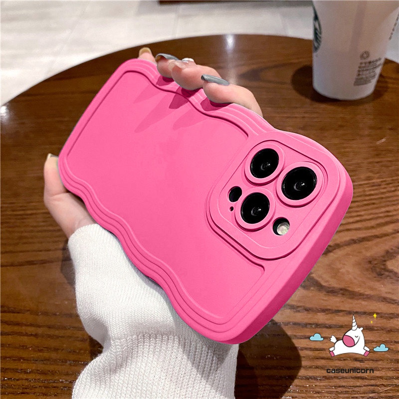 Casing Redmi 12C 9 9T 10C 9C 9A 10 10A 9C NFC Note10 9 8 11 Note 10s 9s 9pro 11pro+11s 10Pro POCO M3 X3 Pro NFC Mewah Simple Solid Candy Color Wave Edge Shockproof Soft Cover