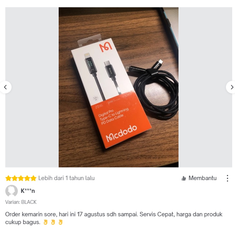 MCDODO CA-8810 Cable Iphone Lightning Digital Type C PD Fast 20W 1.2m