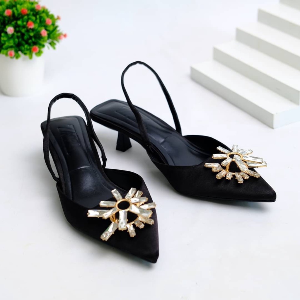 [7.7 Boombastis Sale⚡] - SEPATU WANITA PESTA ZS483 SLING BACK HEELS PREMIUM IMPORT