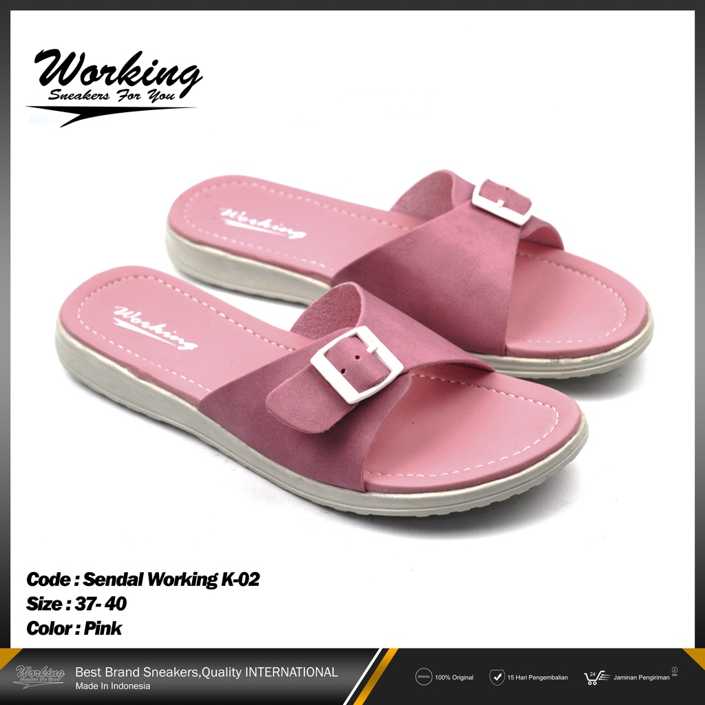 Sandal Slop Wanita Working K-02 Sendal Selop Wedges Terbaru Kekinian