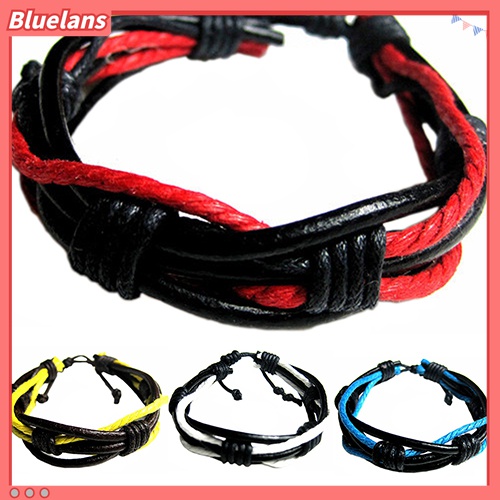 Bluelans Gelang Multilayer Bahan Kulit Imitasi Untuk Pria Dan Wanita