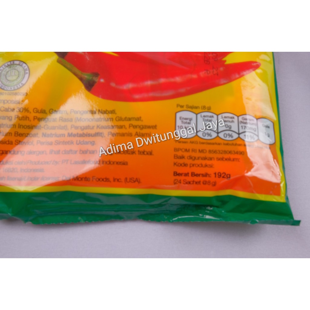 Delmonte Extra Hot Chili Sauce / Sambal Extra Pedas Sachet 24's x 8 gr