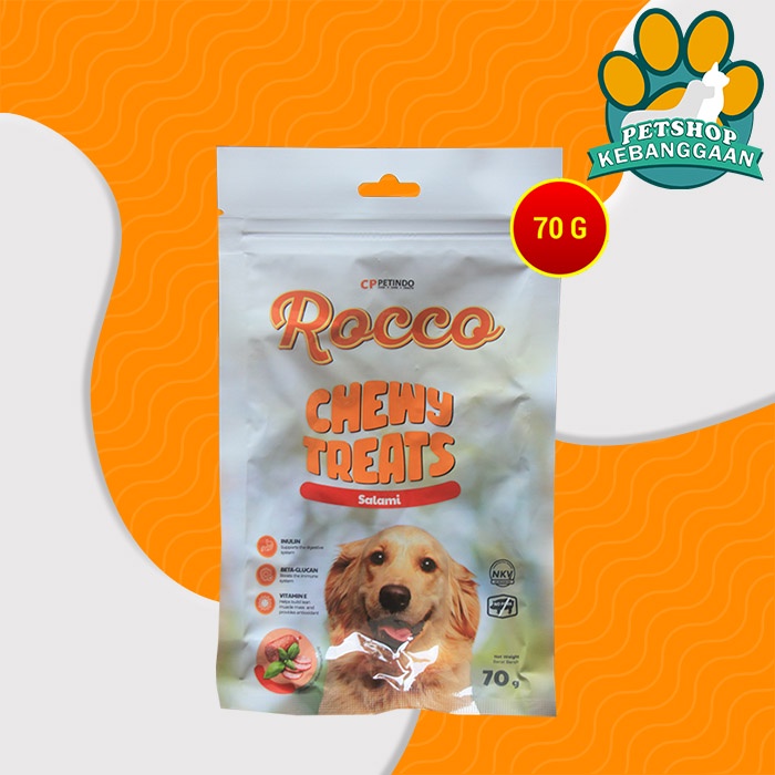 Snack Makanan Anjing Rocco Chew Dog treats Non Meat Jerky Jerhigh 70Gr