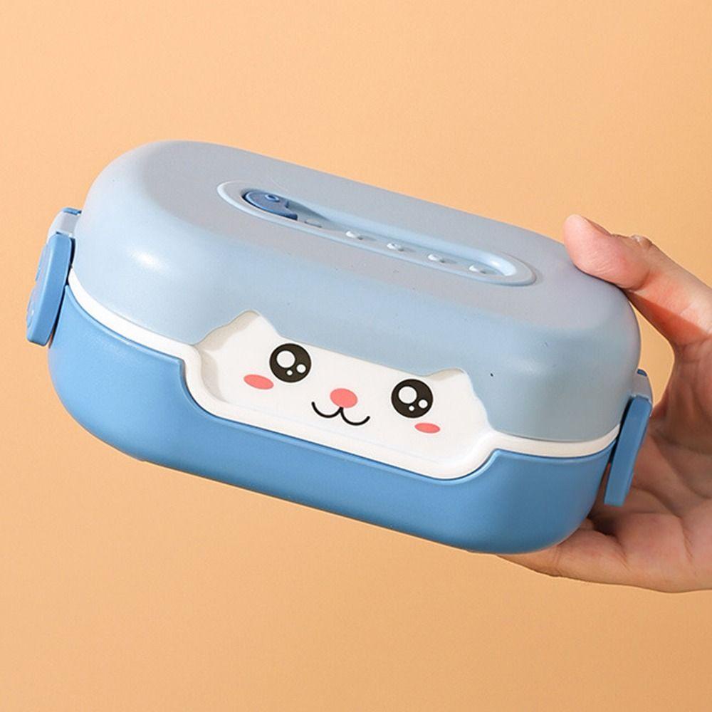 R-FLOWER Lunch Box Anti Bocor 2kisi Dengan Sendok Wadah Makanan Sayur