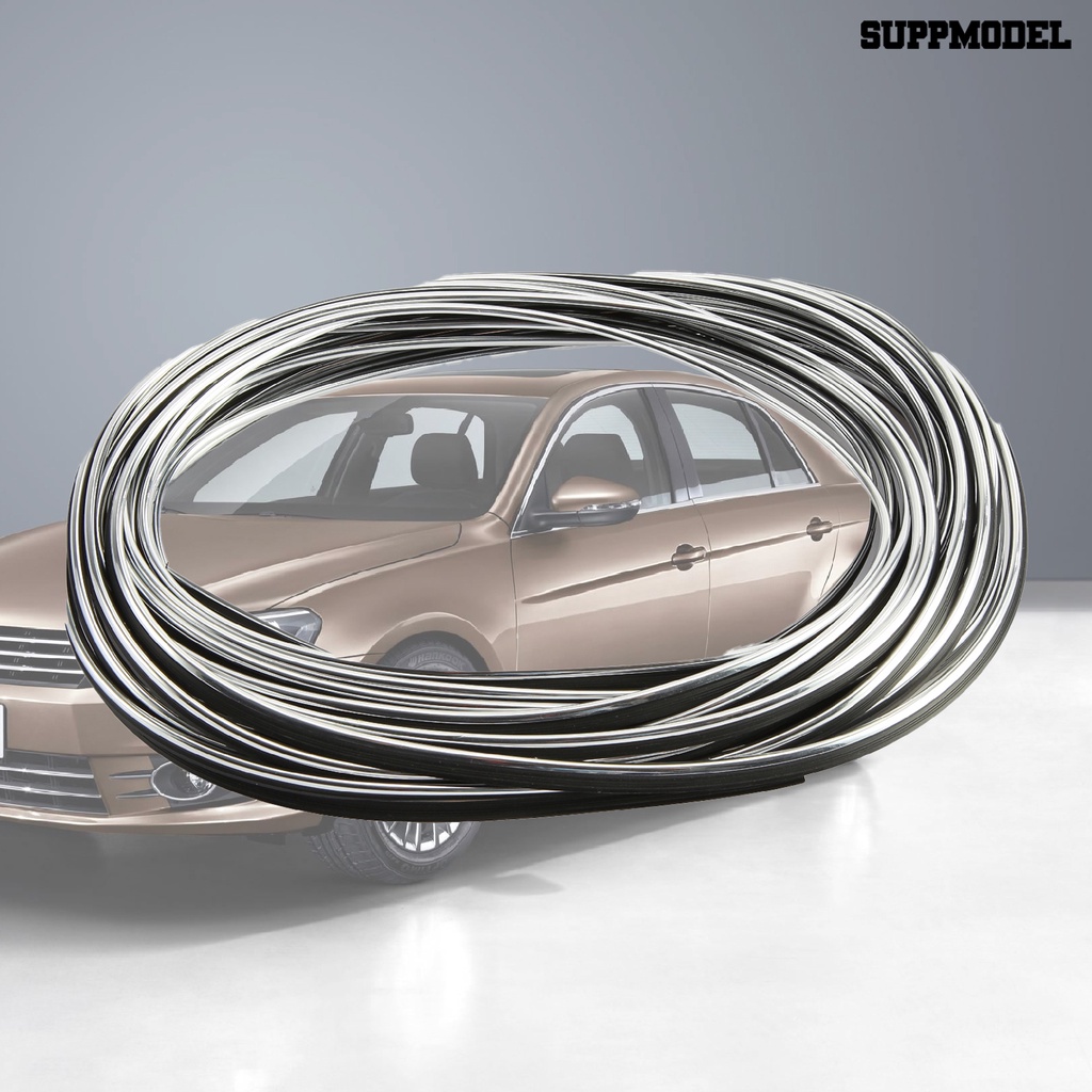 Sm - LBWS-297 Seal Strip Silver Plating Karet 10m Untuk Dekorasi Kaca Depan Mobil