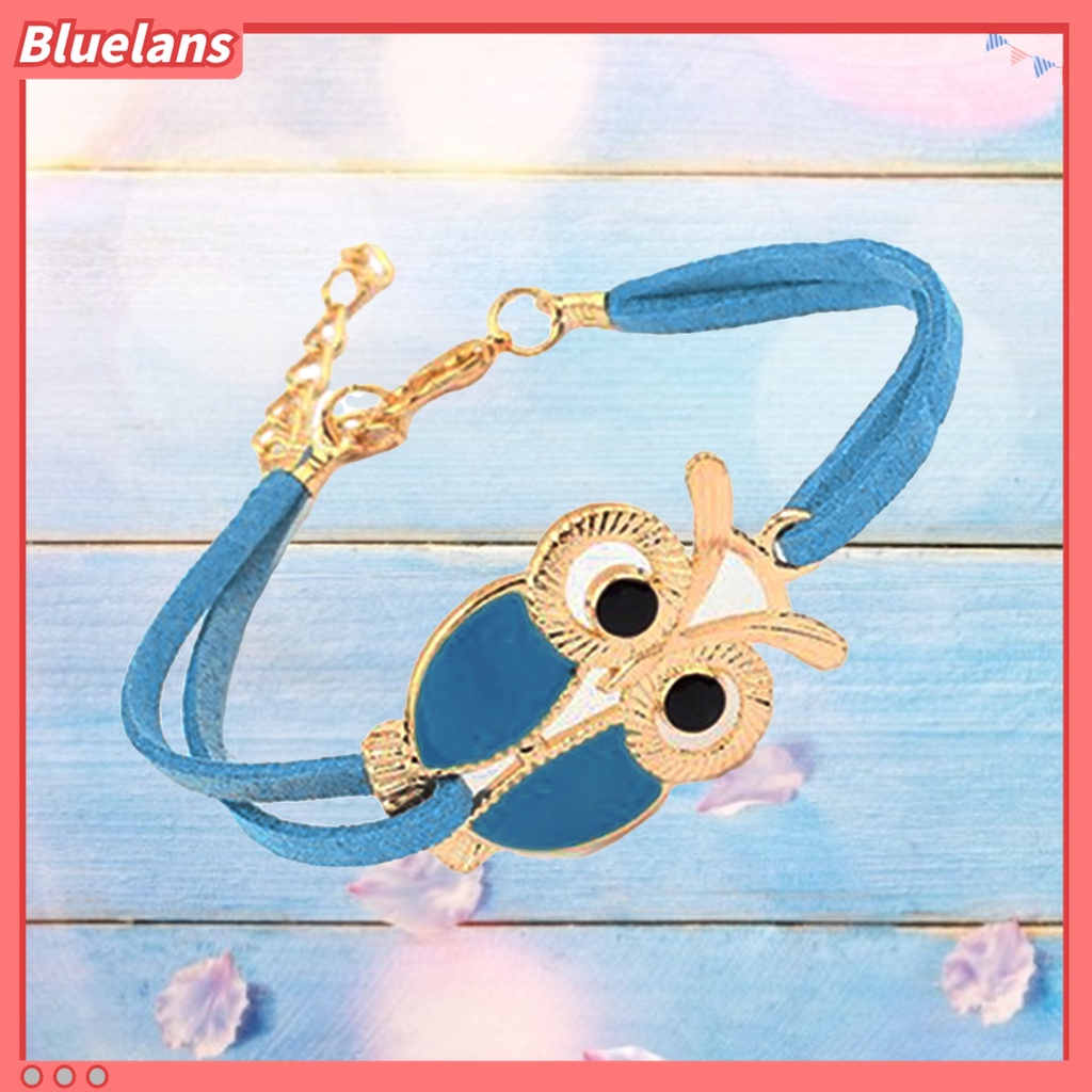 Bluelans Gelang Liontin Burung Hantu Model Lapis Ganda Bahan Alloy Gaya Retro Untuk Wanita