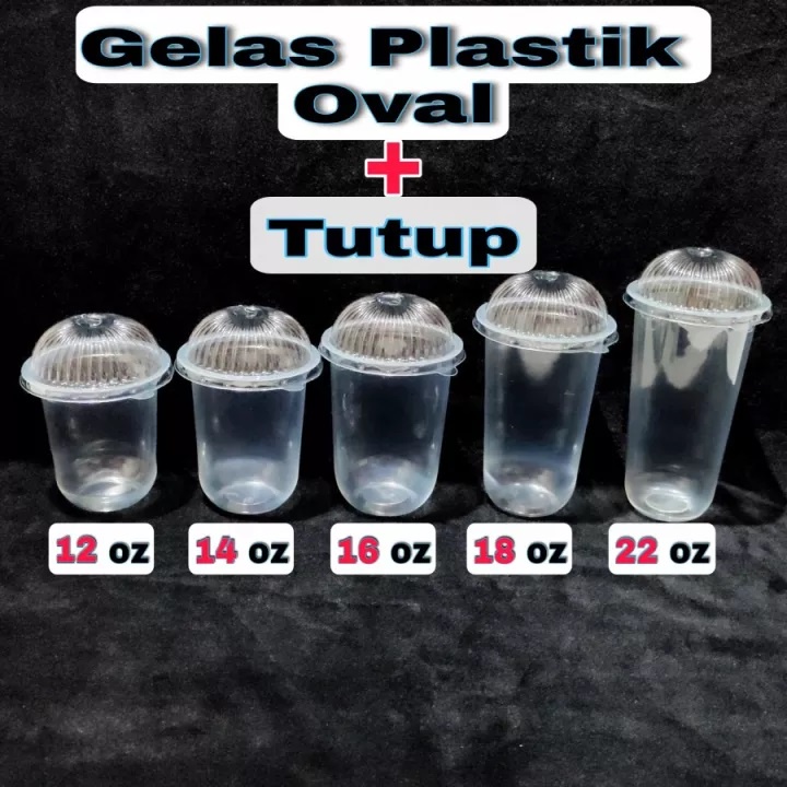 Gelas Oval 12Oz 14Oz 16Oz 18Oz 22Oz @ 50 Pcs
