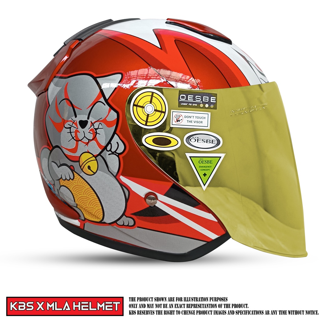 HELM HALF FACE KBS MLA DJ MARU MOTIF SOLID KACA SINGLE VISOR GOLD UNTUK PRIA DAN WANITA DEWASA COD