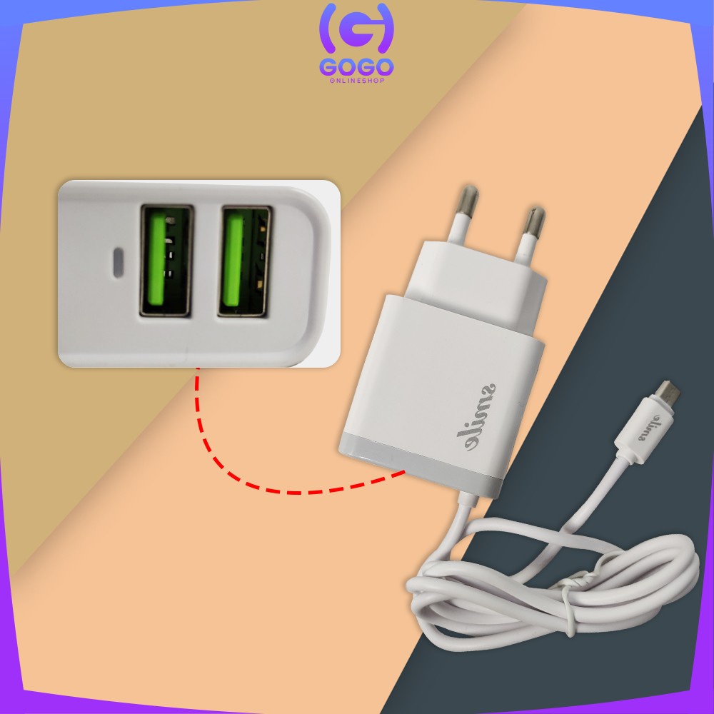 GOGO-C466 Charger Travel Adapter 2 Port USB Fast Charger Colokan USB Fast Charging / Dual USB Pengisi Daya Cepat