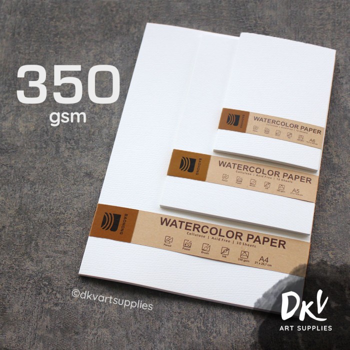 

Sale Baohong Watercolor Paper Kertas Cat Air Cellulose 350Gsm A4 / A5 / A6 Hemat