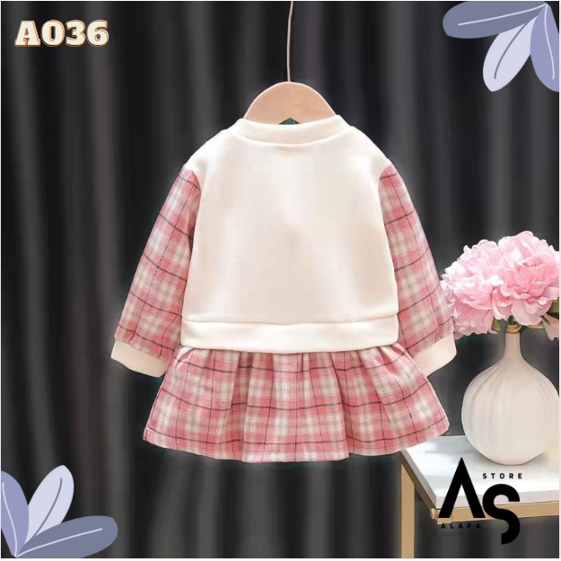 Dress anak perempuan import boneka flanel A036