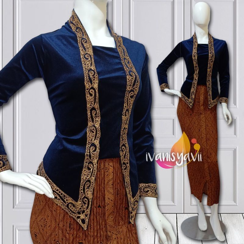 Kebaya Kutubaru Bordir Cantik / Bahan Bludru [Warna Lengkap]