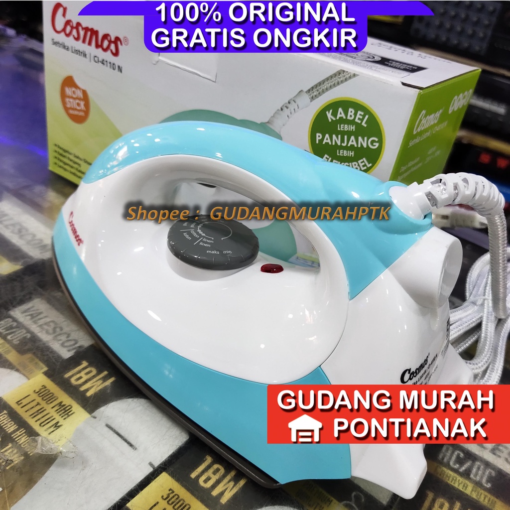 Setrika Cosmos CI-4110N CI 4110 N Dry Iron Non Stick Gosokan Baju Anti Lengket 4110N