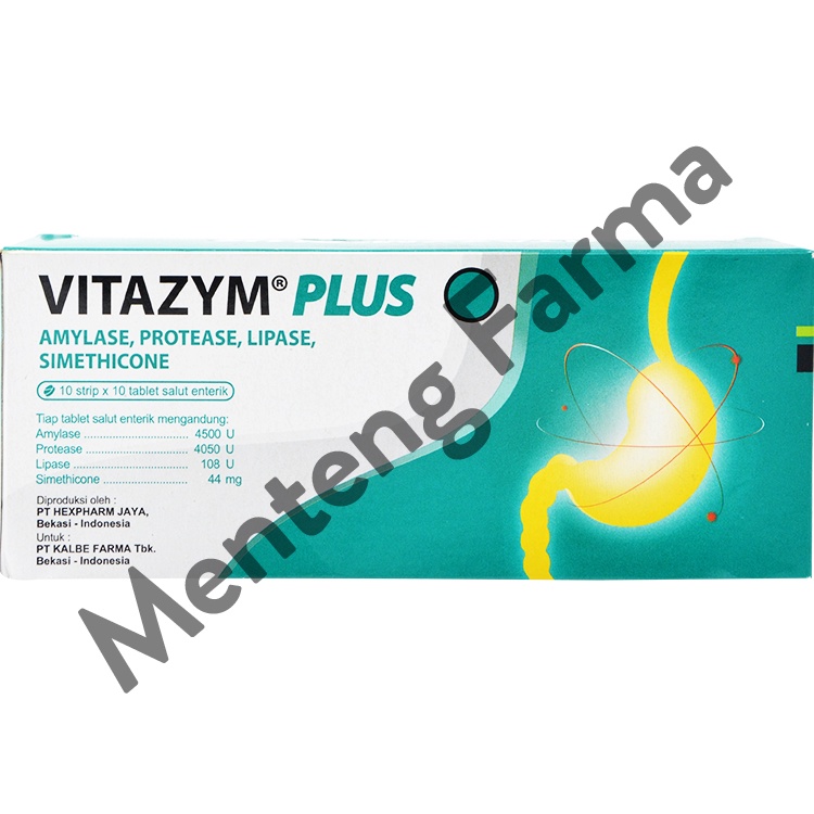 Vitazym Plus Strip 10 Tablet - Obat Pencernaan, Kembung dan Mual