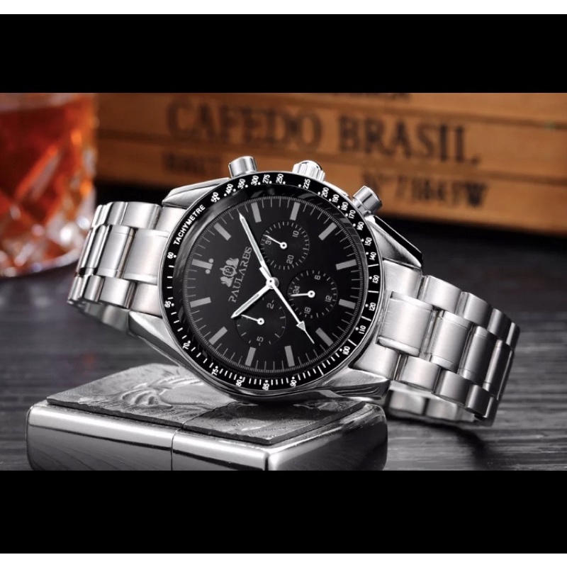 Jam Tangan Homage Speedmaster Moonwatch Paulareis Automatic Chrono Active