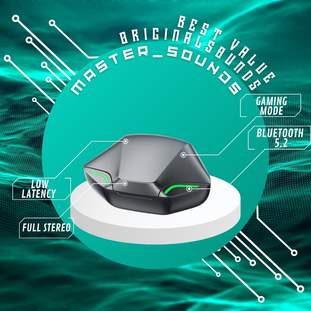 Headset Tws Earphone Bluetooth 5.2 Wireless Low Latency Gaming Mode Full Stereo Heandset Enset Hengs