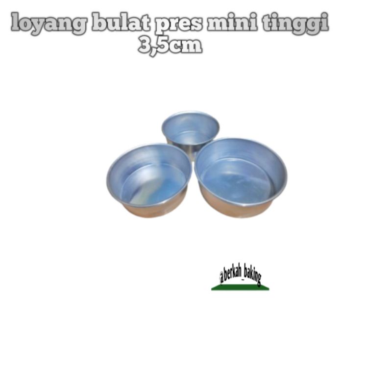 Loyang bulat mini bahan alumunium tinggi 3 cm