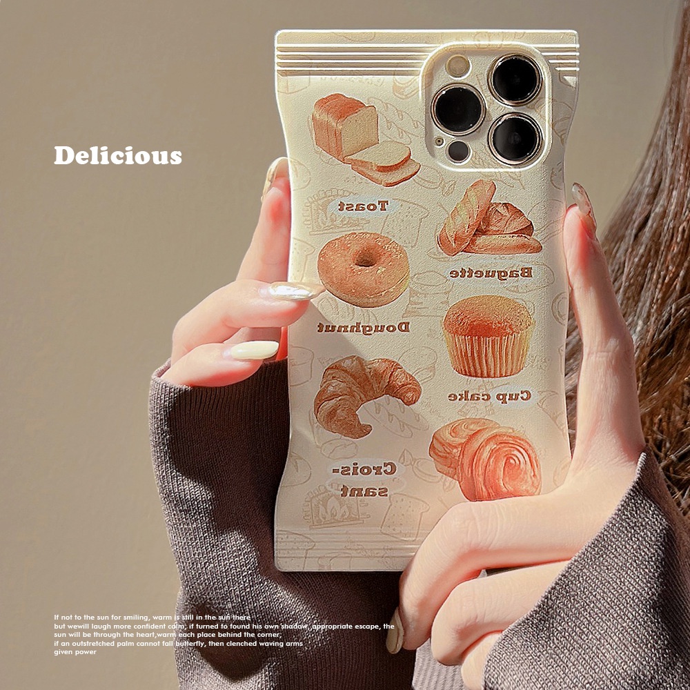 IPHONE Ins Lucu Roti Puzzle Transparan Snack Bag Case Untuk Iphone14 11 12 13 PRO MAX Casing Cover Pelindung AT0173