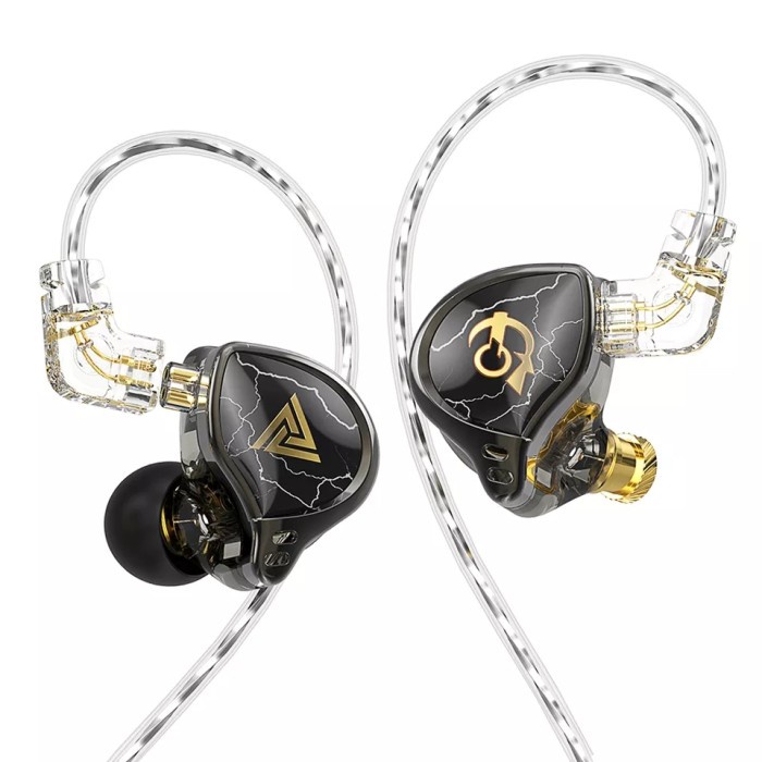 QKZ x HBB with Mic Titanium Coated Diaphragm Driver HIFI Earphone IEMs - Hitam