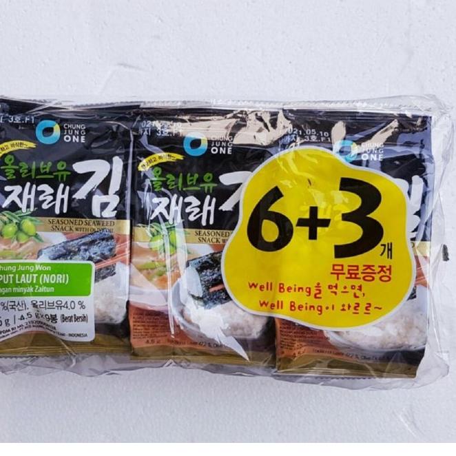 

Pasti Untung--Chung Jung One Daesang Seaweed 6+3 Nori Rumput Laut Minyak Zaitun