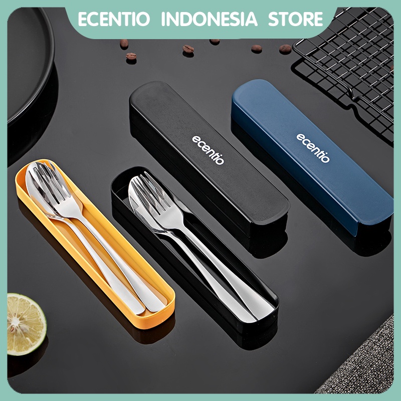 ecentio Alat Makan Sendok Garpu Set Stainless Steel 2PCS Sendok Makan Stainless Steel 410