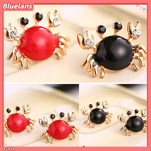 Anting Stud Desain Kepiting Laut Aksen Berlian Imitasi Bahan Alloy Warna Emas Untuk Wanita
