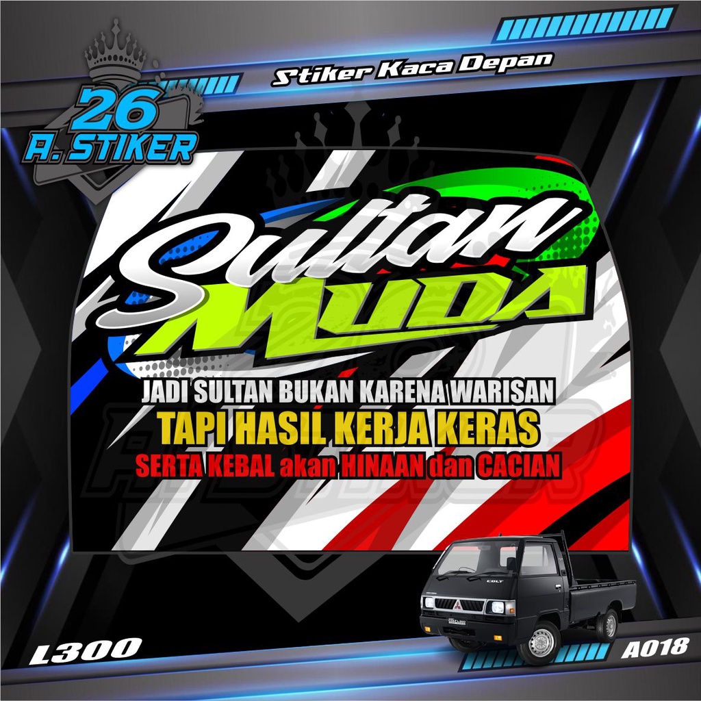 Stiker Decal Gegeran Kabin Belakang SULTAN MUDA all Pick Up L300, Futura/T120ss. New Carry, Granmax,