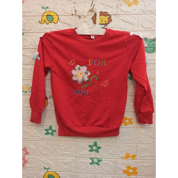 Sweater anak cewek perempuan flower usia 2-6 tahun